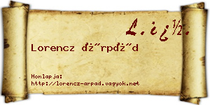 Lorencz Árpád névjegykártya